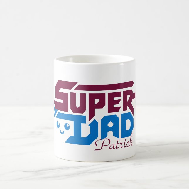 Mug Super Dad Gamer Gift – Cute Retro (Centre)