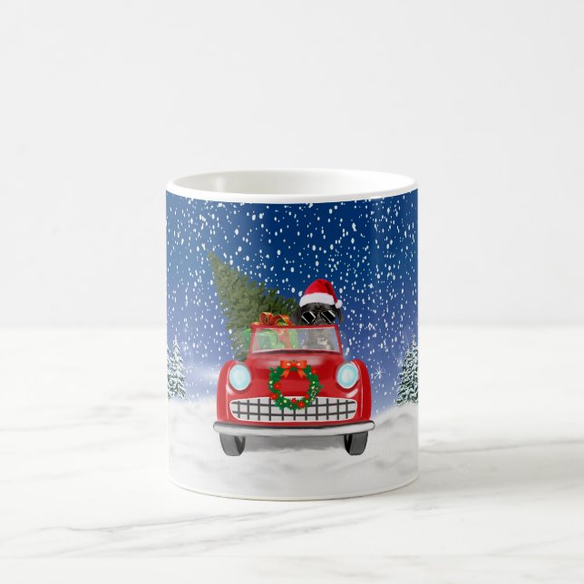 Mug Super Dane Chien Conduite Voiture En Neige Noël (Centre)