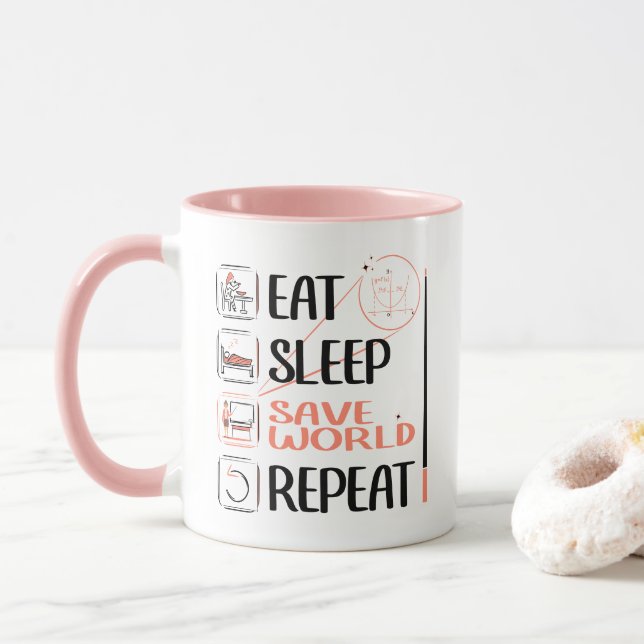 Mug Super enseignant math sauve le monde. Merci Gift (Avec donut)