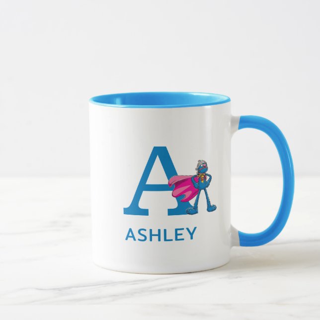 Mug Super Grover Ajouter Votre Nom Et Monogramme A (Droite)