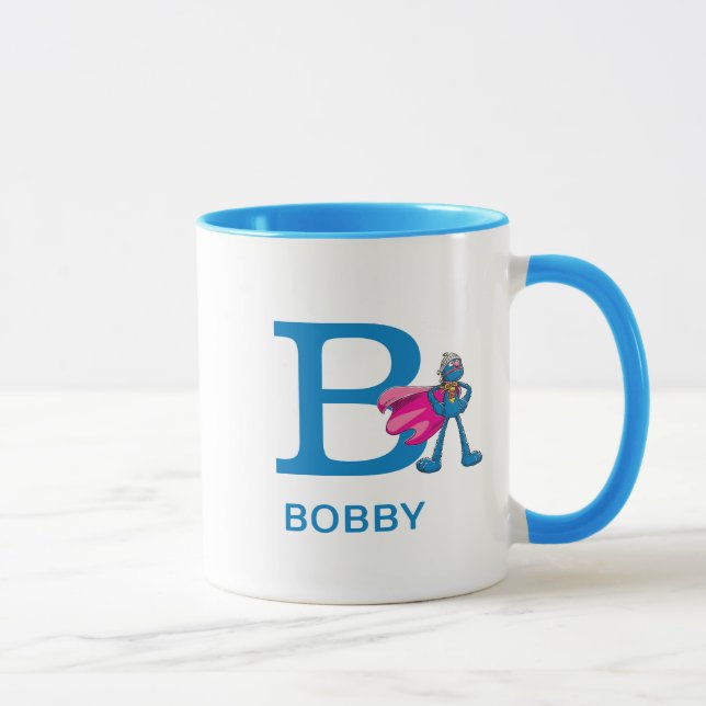 Mug Super Grover Ajouter Votre Nom Et Monogramme B (Droite)