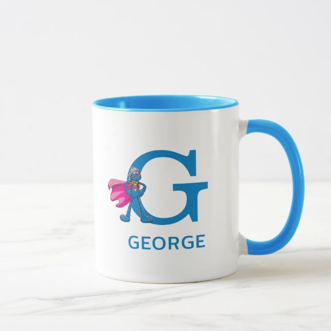 Mug Super Grover Ajouter Votre Nom Et Monogramme G (Droite)