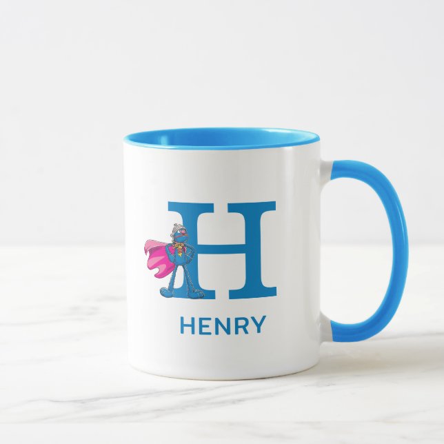 Mug Super Grover Ajouter Votre Nom Et Monogramme H (Droite)