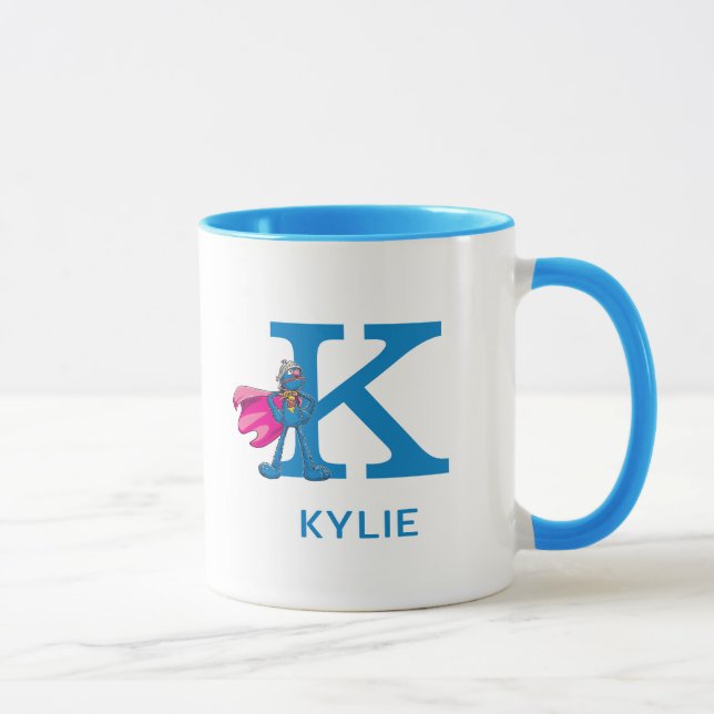 Mug Super Grover Ajouter Votre Nom Et Monogramme K (Droite)