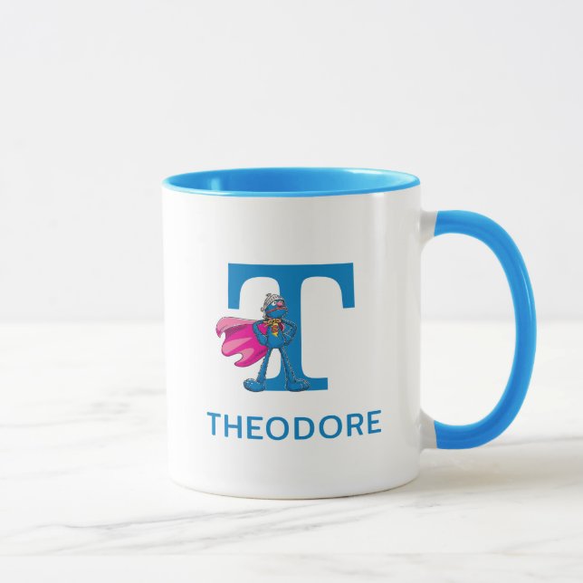 Mug Super Grover Ajouter Votre Nom Et Monogramme T (Droite)