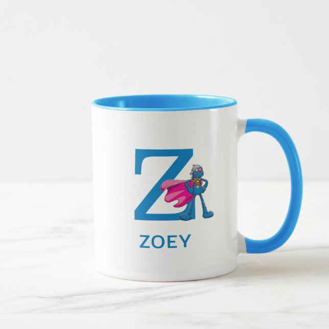 Mug Super Grover Ajouter Votre Nom Et Monogramme Z (Droite)