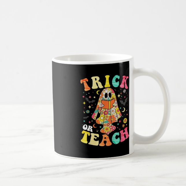 Mug Super Halloween Trick Ou Enseigner Retro Floral Fa (Droite)