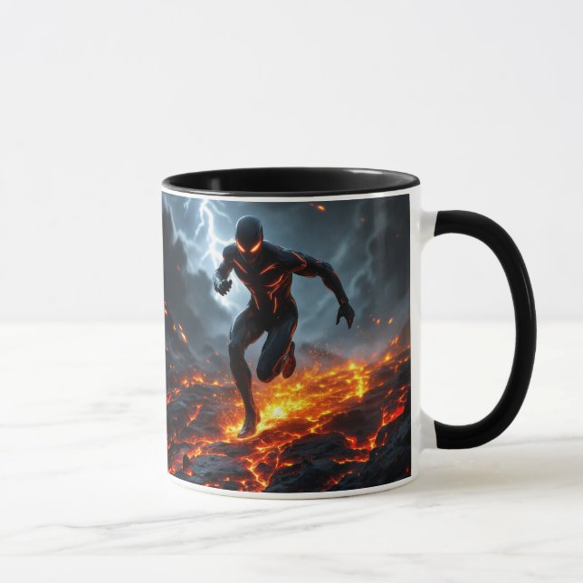 Mug  Super-héros en tenue moulante high-tech. (Droite)