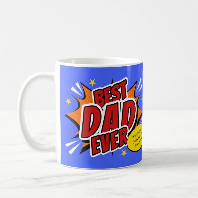 Mug Super Héros Rétro Meilleur Papa Ever (Gauche)