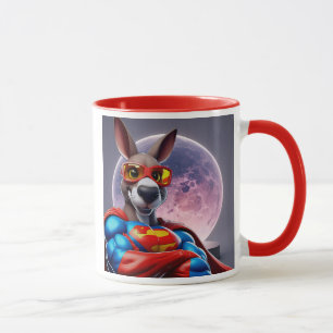 Mug Super kangourou pose devant la lune.