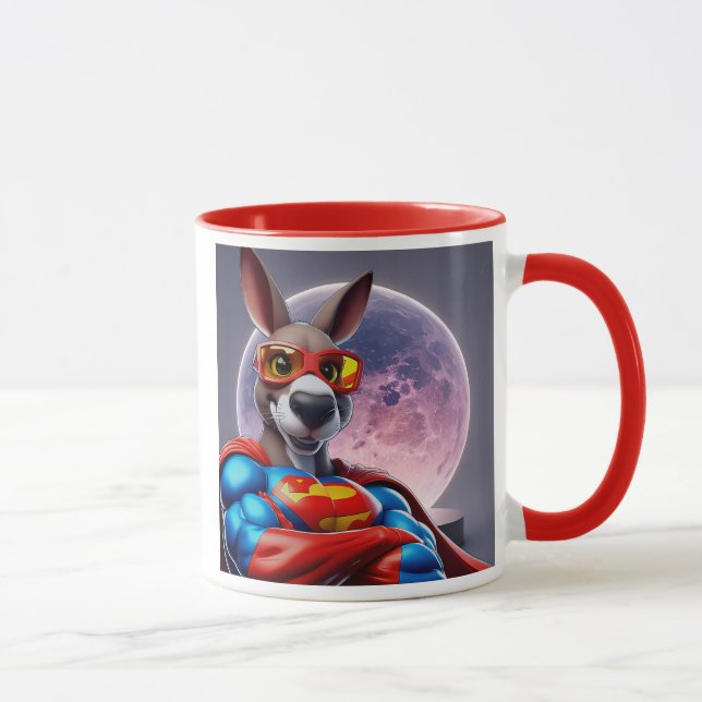 Mug Super kangourou pose devant la lune. (Droite)