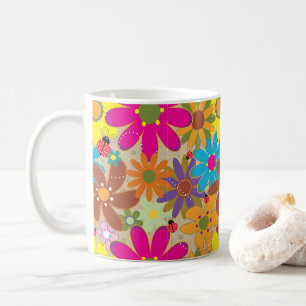 Mug Super les années 70 Hippie Floral Retro Puissance