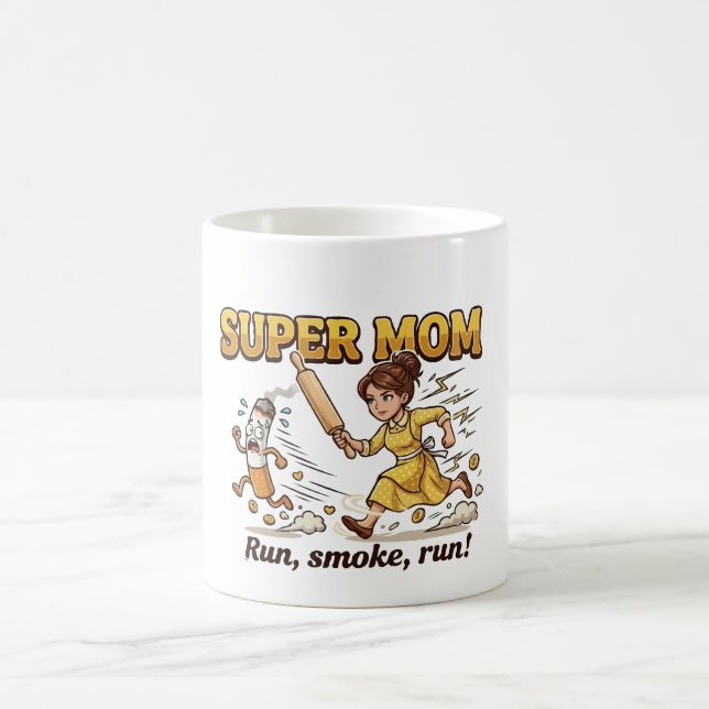 Mug Super Maman Fumant Drôle (Centre)