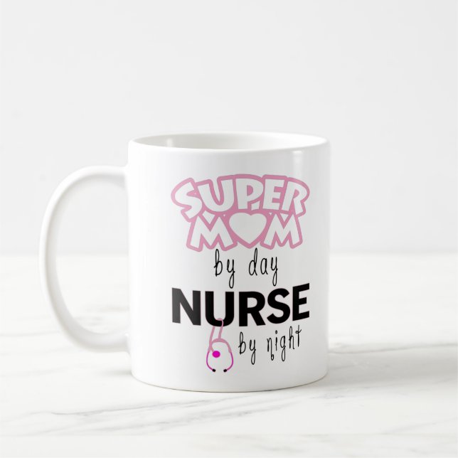 Mug Super Maman par jour Infirmière par nuit (Gauche)
