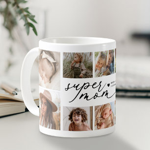 Mug Super Maman personnalisée Collage de 10 photos