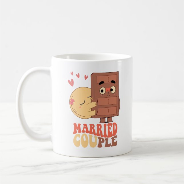 Mug Super Marié Couple Pancake Chocolat Amour (Gauche)