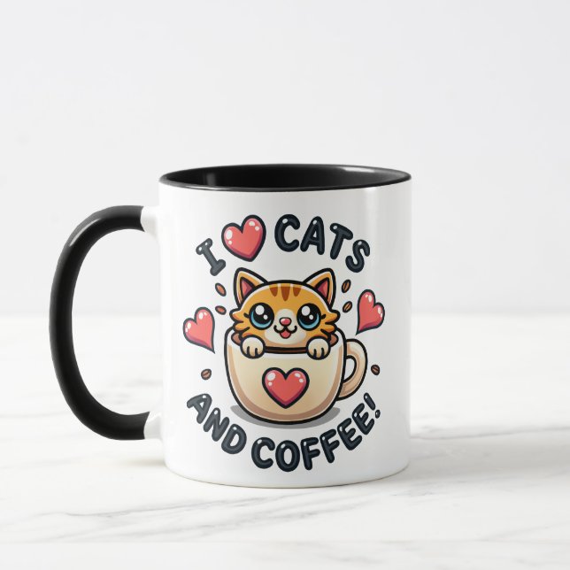 Mug Super mignon Tabby Chats et café orange (Gauche)
