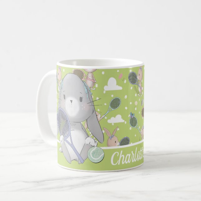 Mug Super mignon tennis personnalisé, vert (Devant gauche)