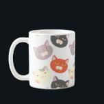Mug Super mignon Tête de chat Motif amusant<br><div class="desc">Un super mignon tête de chat multiples mignonette kitty visages différents motifs chat variété motif tabbies, tuxedo chats, gris chats, races kitty illustrés art numérique animal de compagnie J'aime mon chaton amusant dessin animé mignon café en céramique de luxe thé ou cacao tasse. Obtenez une coupe épique de dessin animé...</div>