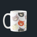 Mug Super mignon Tête de chat Motif amusant<br><div class="desc">Un super mignon tête de chat multiples mignonette kitty visages différents motifs chat variété motif tabbies, tuxedo chats, gris chats, races kitty illustrés art numérique animal de compagnie J'aime mon chaton amusant dessin animé mignon café en céramique de luxe thé ou cacao tasse. Obtenez une coupe épique de dessin animé...</div>