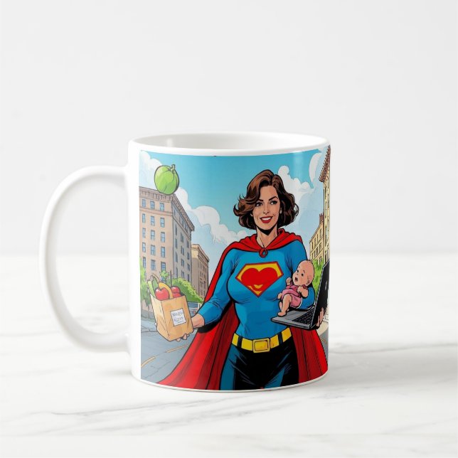 Mug "Super Mom" Retro style bande dessinée (Gauche)