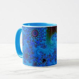 Mug Super Moody Blue Fractal Mandelbrot Spirales