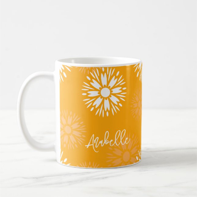 Mug Super Orange Daisy Fleur Rétro Nom Floral (Gauche)