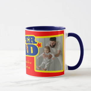 Mug Super Papa ajoute 2 photos rouge nom muet