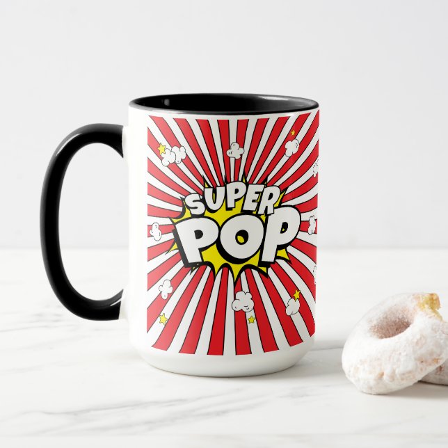 Mug SUPER POP! Bande dessinée Pop Art Amusement Papa B (Avec donut)