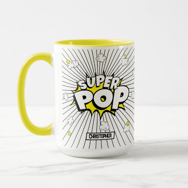 Mug SUPER POP! Fun Superhero Personalized Pun  (Gauche)