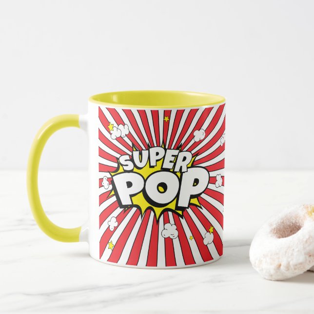 Mug SUPER POP ! Jeu | Popcorn et Stars | (Avec donut)