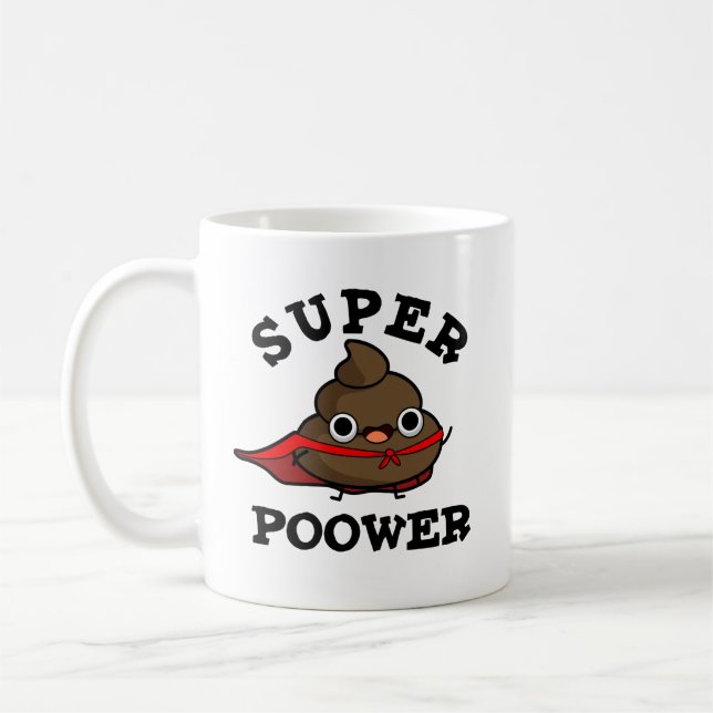 Mug Super Power Funny Super Hero Poop Pun (Gauche)