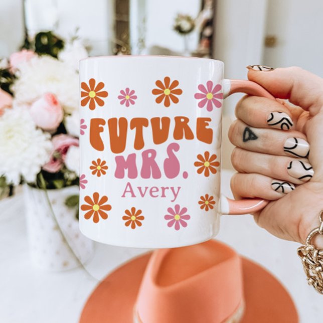 Mug Super Retro Daisy Future Mme Fiançailles Gift (Créateur téléchargé)