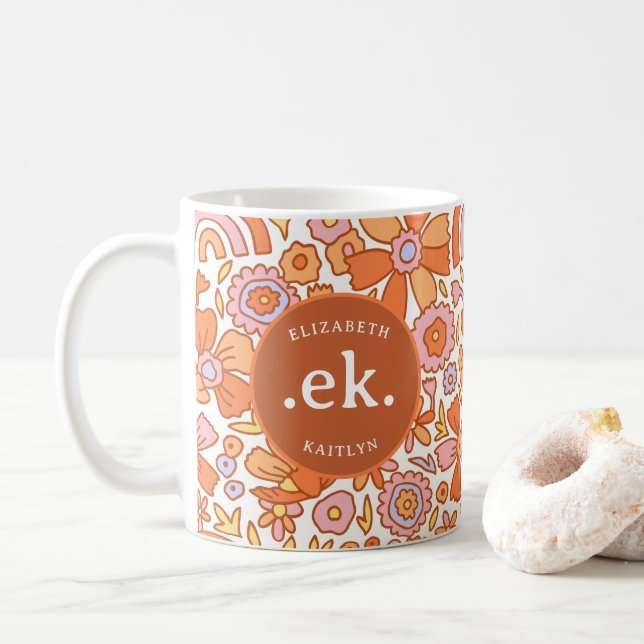 Mug Super Retro Monogramme Orange (Avec donut)