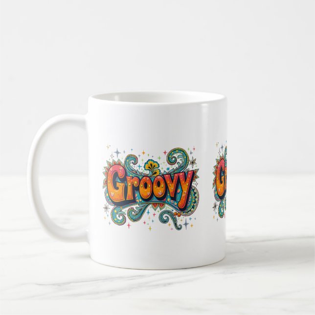 Mug Super Retro Psychedelic les années 70 Funky Hippie (Gauche)