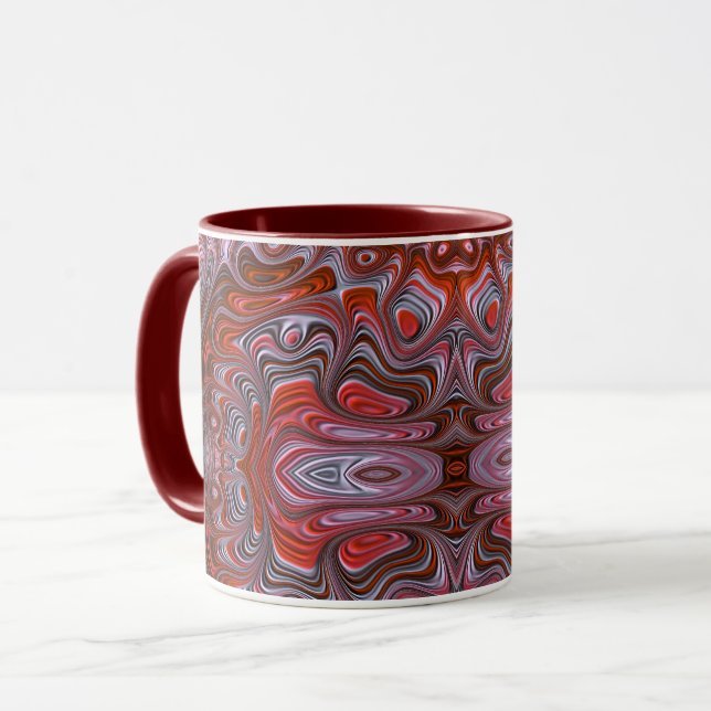 Mug Super rouge marbré Wet Paint Fractal Art (Devant gauche)