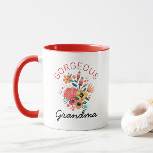 Mug Superbe Grandma Retro Floral Flower Personnaliser