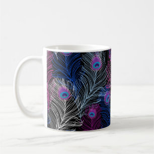 Mug Superbe motif Vintage de plumes de paon sur un
