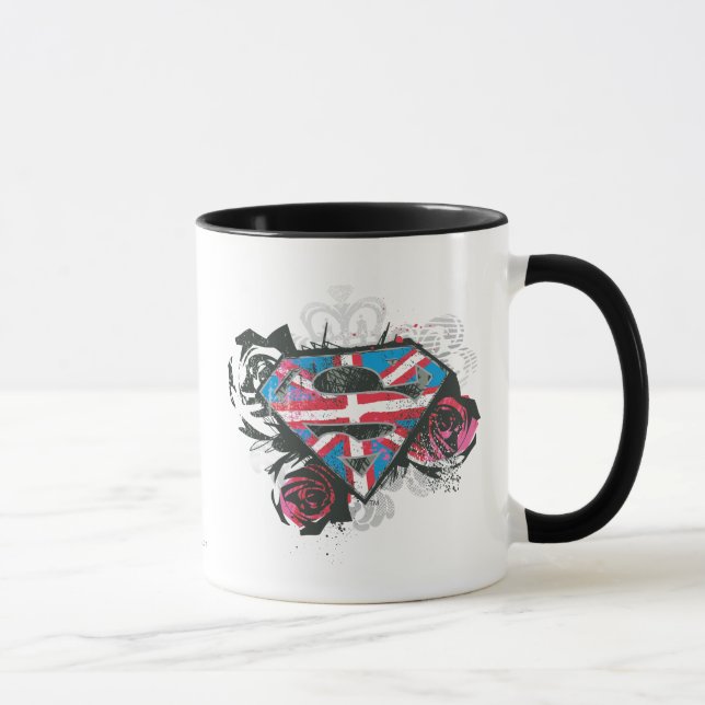 Mug Supergirl British Drapeau et Roses (Droite)