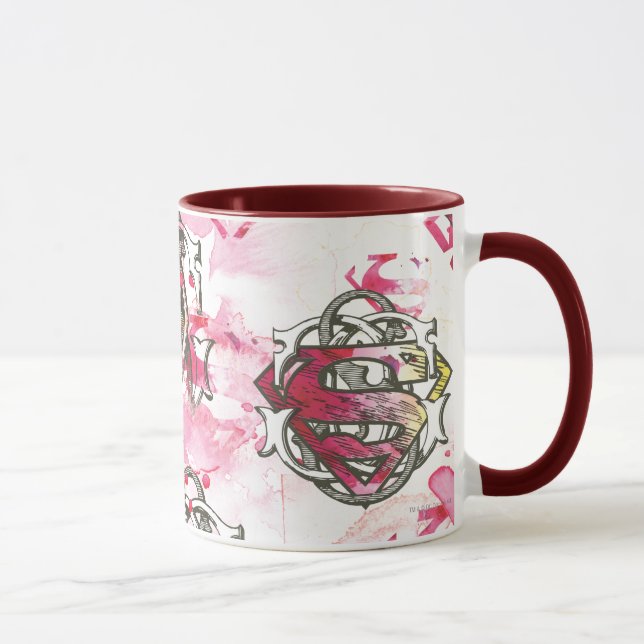 Mug Supergirl Motif d'encre rose (Droite)