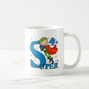 Mug Superhero Boy 4th Birthday Tshirts et cadeaux
