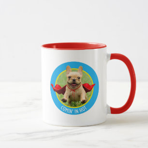 Mug Superhero de chien taureau français mignon tourne