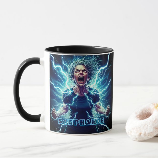 Mug Superhero Electric Power With Quote (Avec donut)