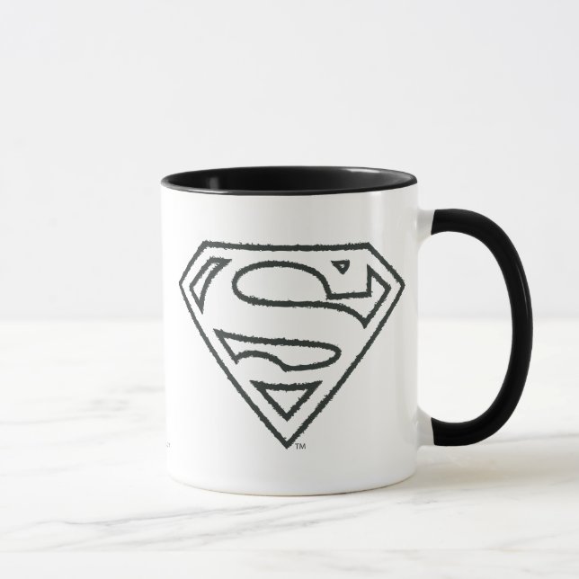 Mug Superman S-Shield | Logo Grunge Black Outline (Droite)