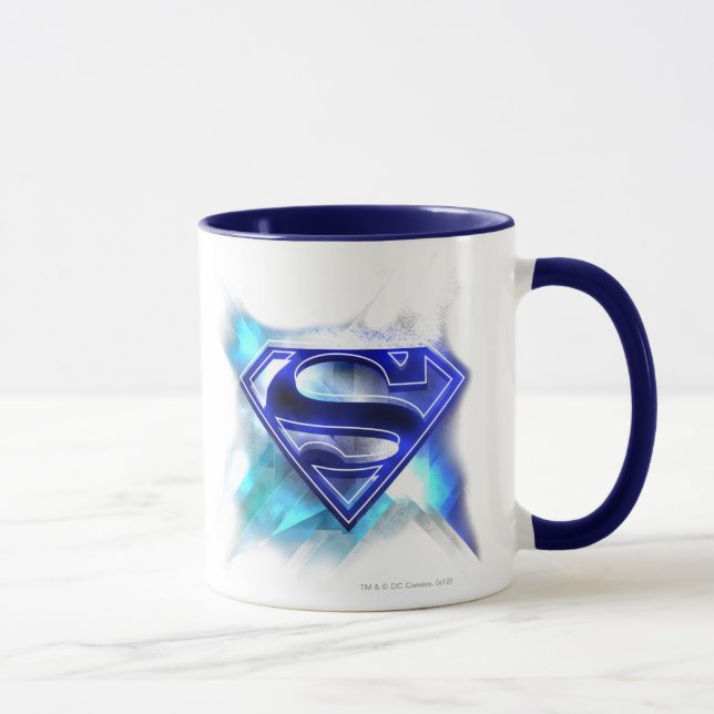 Mug Superman Stylisé | Logo en cristal bleu blanc (Droite)