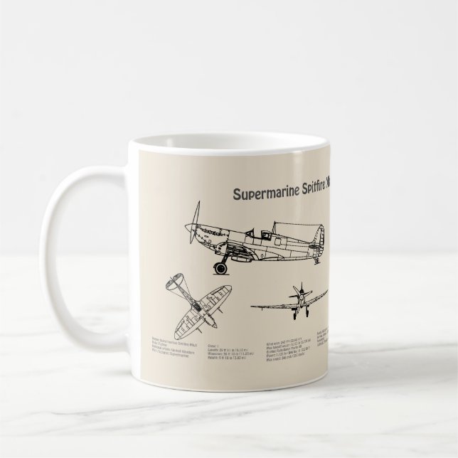 Mug Supermarine Spitfire - Plan directeur de l'avion S (Gauche)