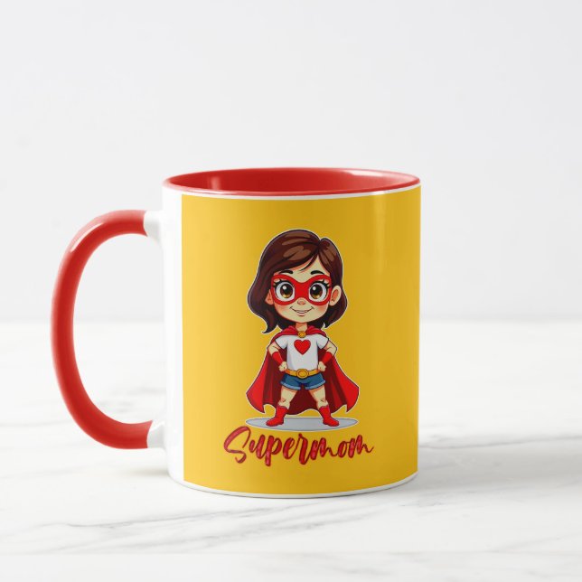 Mug Supermom – Cute Mother Superhero Design (Gauche)