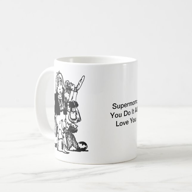 Mug Supermom message personnalisé Fête des mères (Devant gauche)