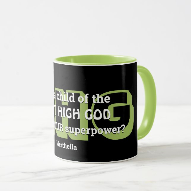 Mug Superpuissance LE DIEU LE PLUS HAUT Personnalisé B (Devant droit)