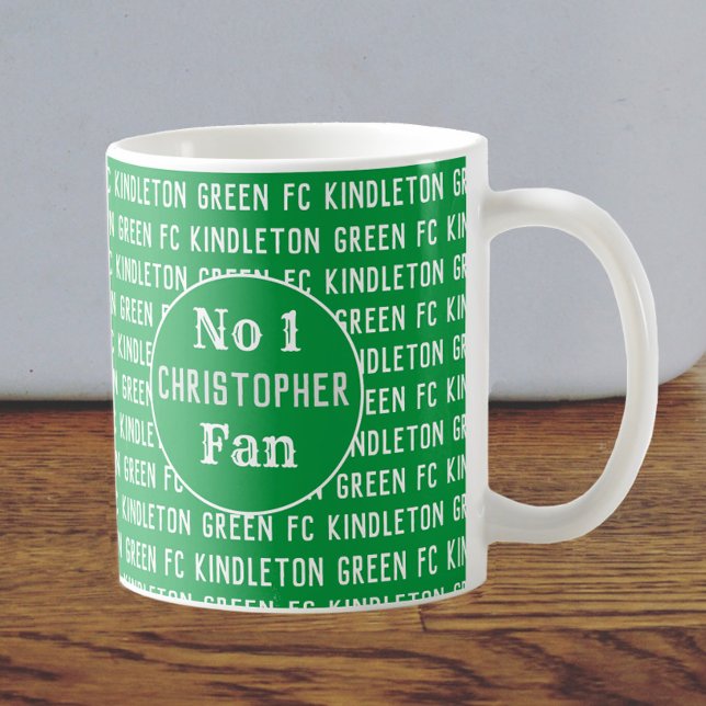 Mug Supporter de football vert et blanc (Créateur téléchargé)
